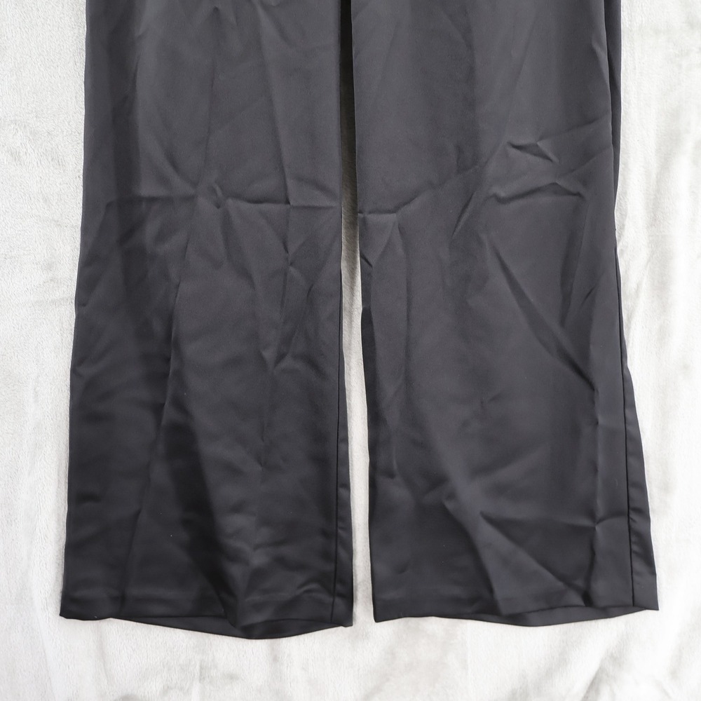 AQUA Halter Neck Wide Leg Satin Jumpsuit Womens 12 Black Hostess Event $268 NWT - Picture 10 of 16